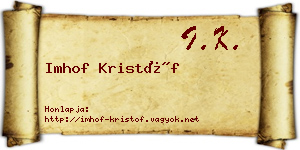 Imhof Kristóf névjegykártya
